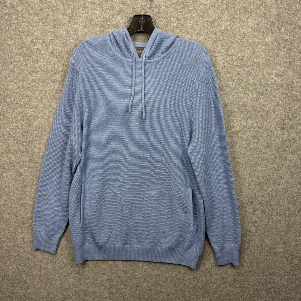 Mack Weldon Tech Linen Hoodie Blue Textured Knit Sweater Mens Medium Coolmax